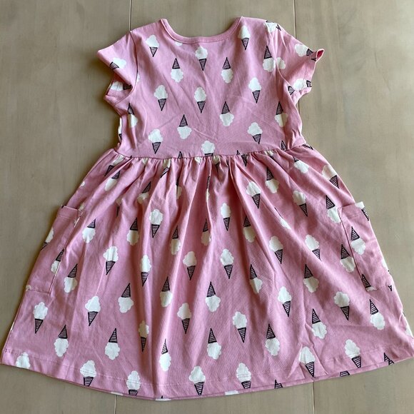 NEW Hanna Andersson Pocket Print Dress, Pink Ice Cream Cones - Size 6/7 - Picture 7 of 7
